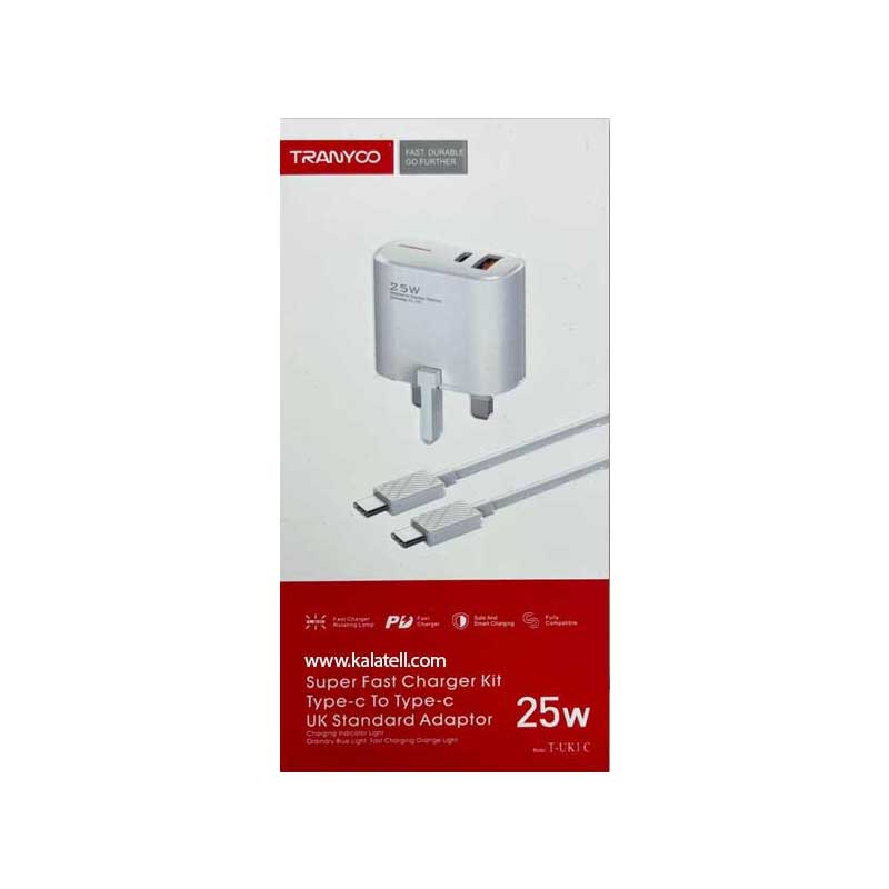 کیت شارژر فوق سریع 25 وات تایپ سی به تایپ سی ترانیو مدل T-UK1C